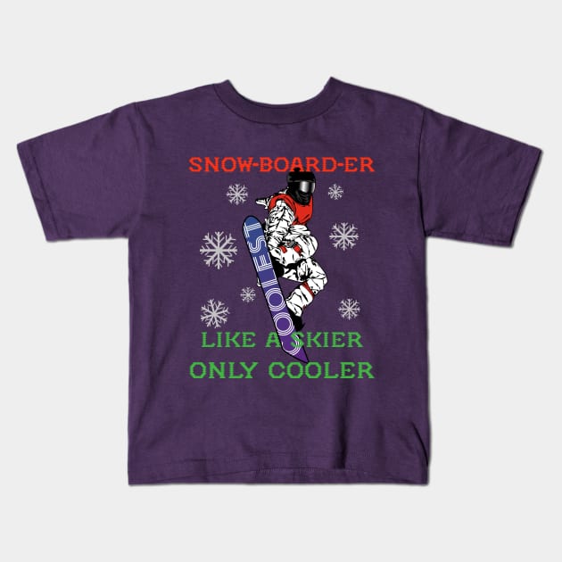 Snowboarder Definition Kids T-Shirt by PunnyPoyoShop